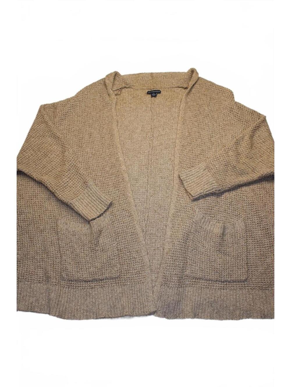 American Eagle Open Front Cardigan Sweater Waffle Knit Slouchy Oversized Pockets